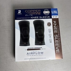 Copper Fit Elite Compression Knee Sleeve 2 Pack L/XL 16-20" Open Box